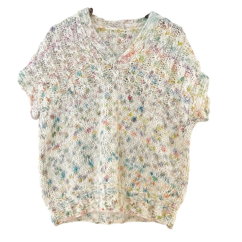 Vintage Hand Knit Oversized Pastel Multicolored Sweater